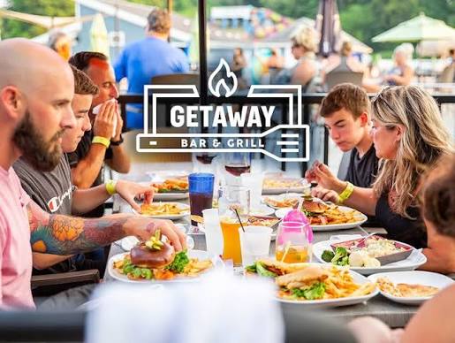 Patio dining at the Getaway Bar & Grill