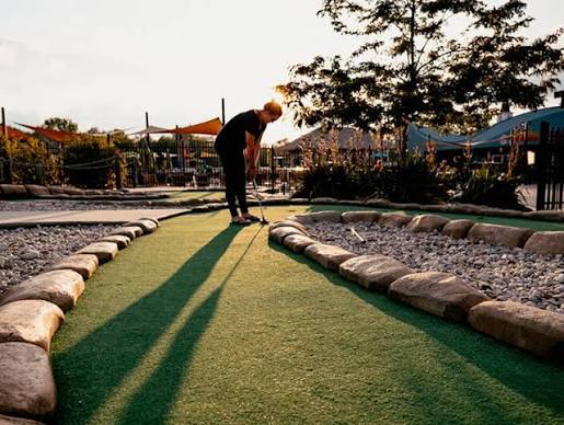 Mini golf at golden hour
